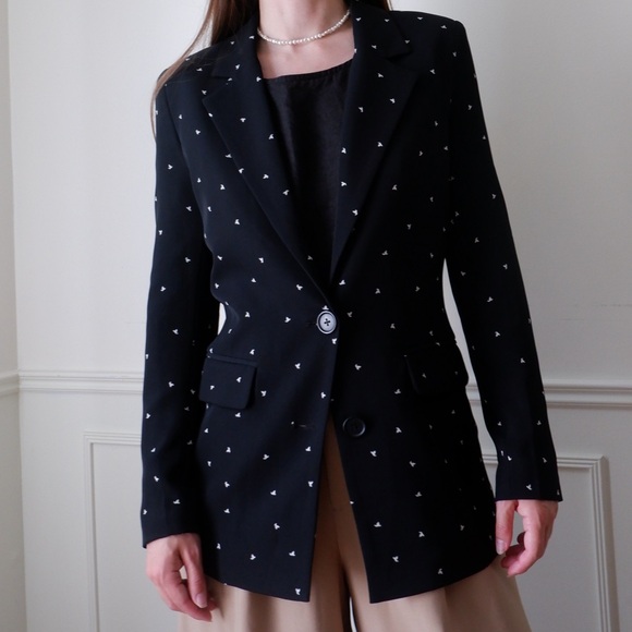 Inwear Black Patterned Women's Blazer - Classic Tailored Jacket - Picture 2 of 8